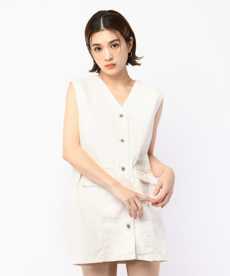 デニムベストワンピース 詳細画像 ホワイトデニム 1
