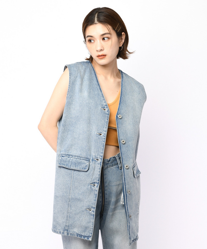 デニムベストワンピース 詳細画像 デニムブルー 1