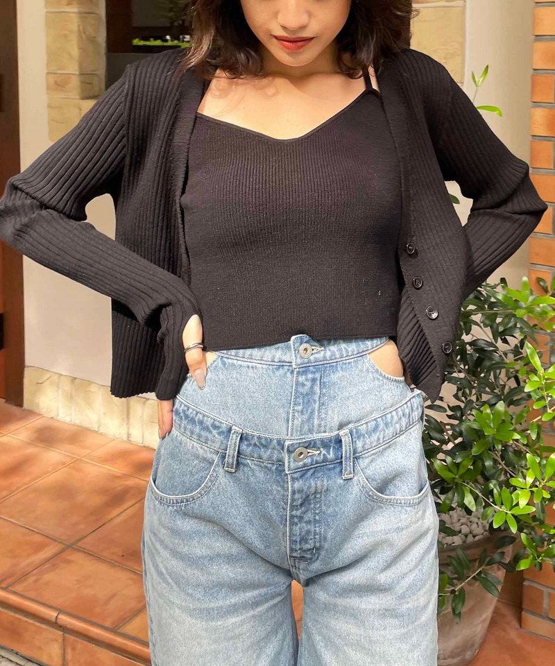 クロスストラップキャミアンサンブル 詳細画像 ブラック 2