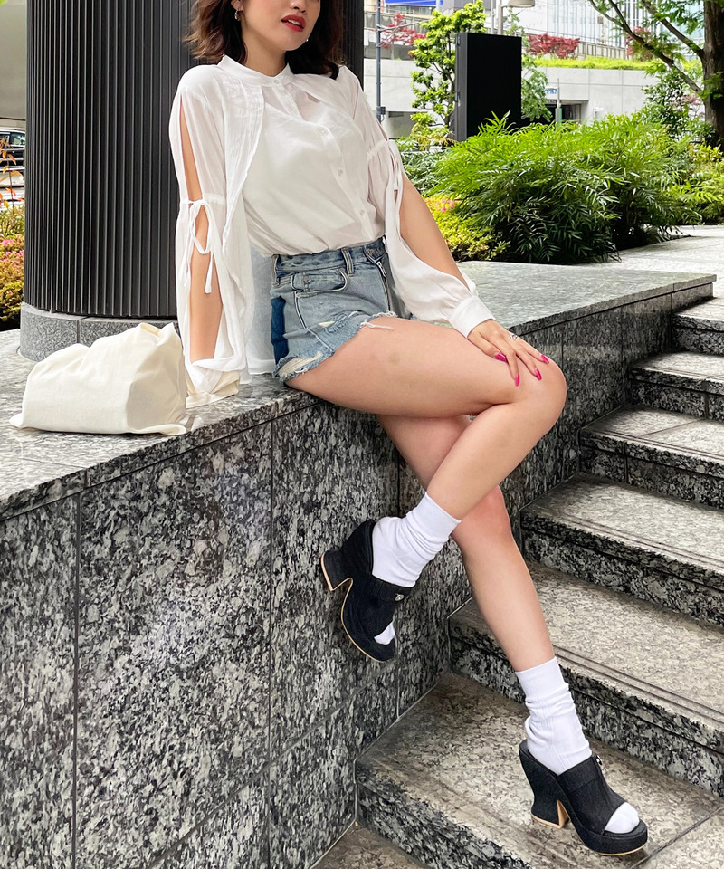 楊柳デザインブラウス 詳細画像 ホワイト 2