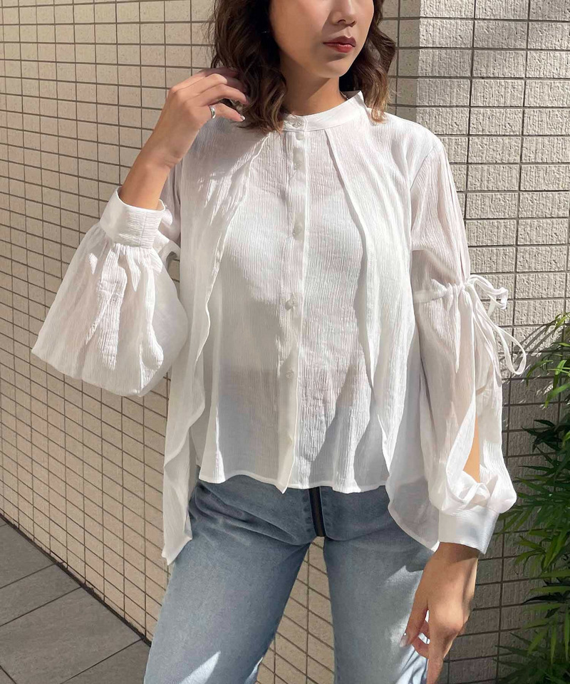 楊柳デザインブラウス 詳細画像 ホワイト 3