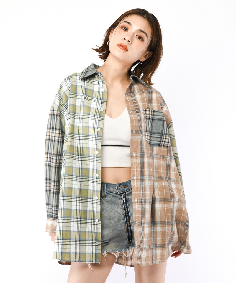 ミックスチェックシャツ 詳細画像 グリーン系 2