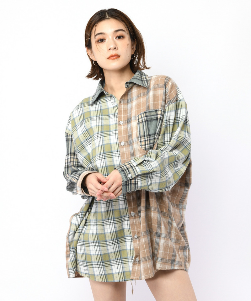 ミックスチェックシャツ 詳細画像 グリーン系 4