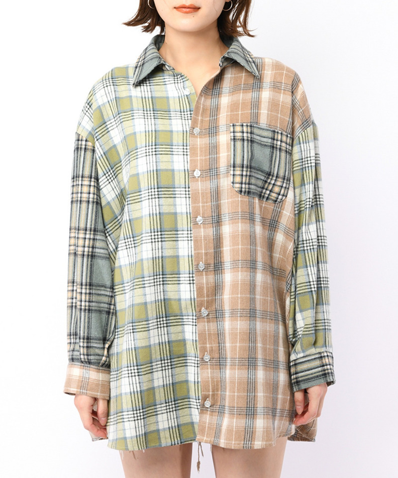 ミックスチェックシャツ 詳細画像 グリーン系 6