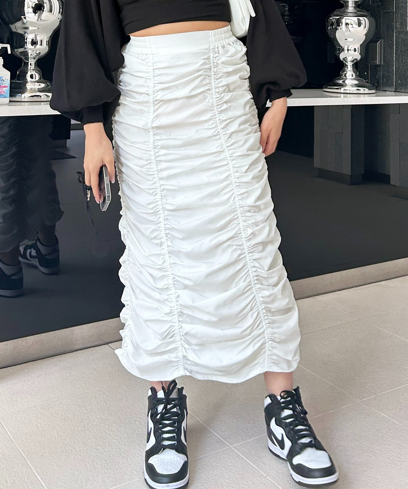 ギャザータイトスカート 詳細画像 ホワイト 1