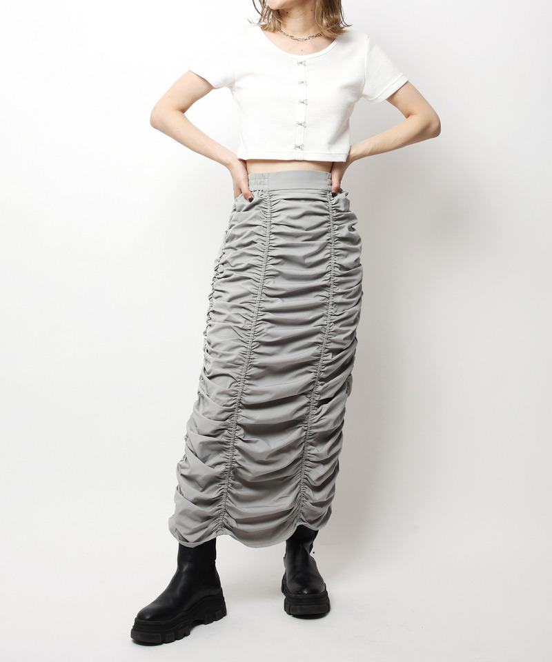 ギャザータイトスカート 詳細画像 グレー 3