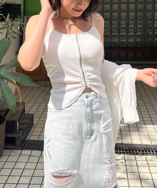 パット付きフロントZIPキャミソール 詳細画像