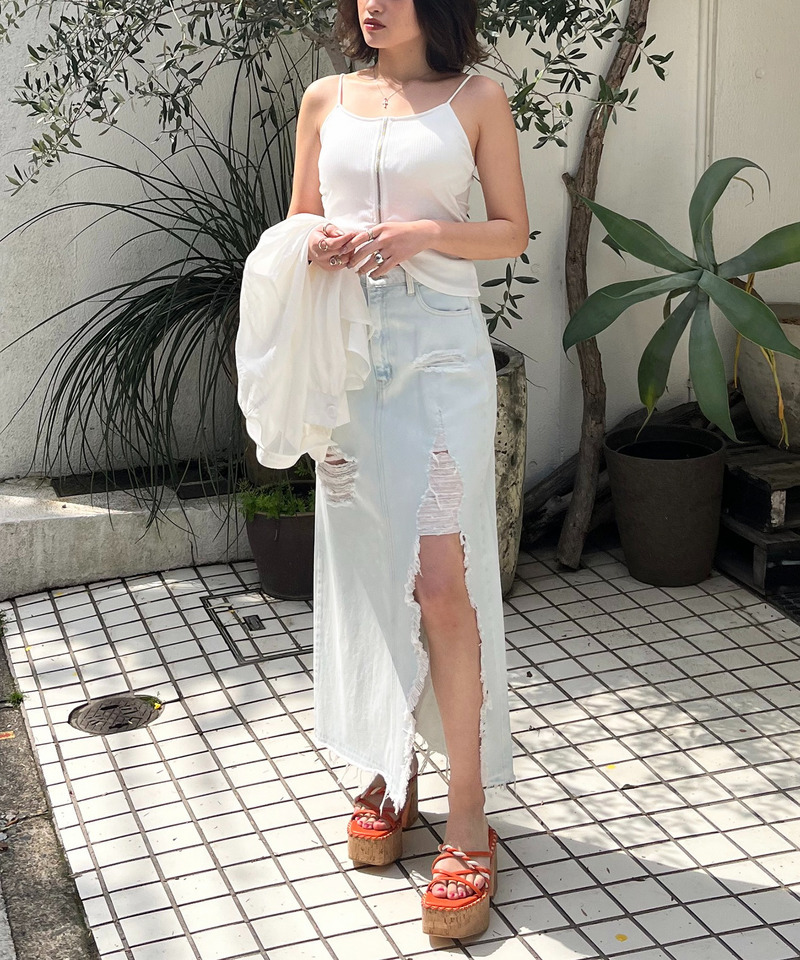 パット付きフロントZIPキャミソール 詳細画像 ホワイト 4