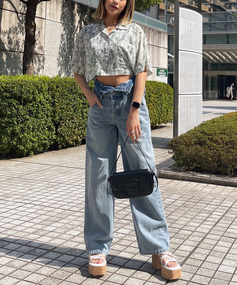 マーブルパターンシアーショートシャツ 詳細画像 グリーン系 2