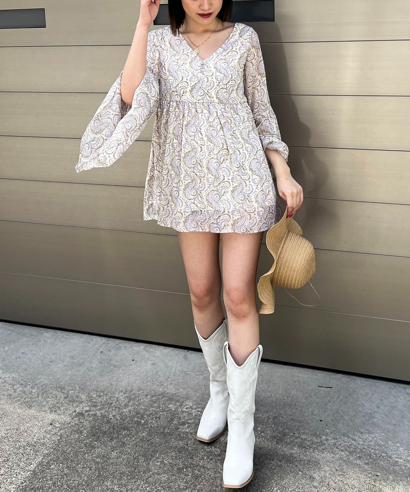 ペイズリー柄ラメストライプフレアブラウス 詳細画像 オフホワイト系 4