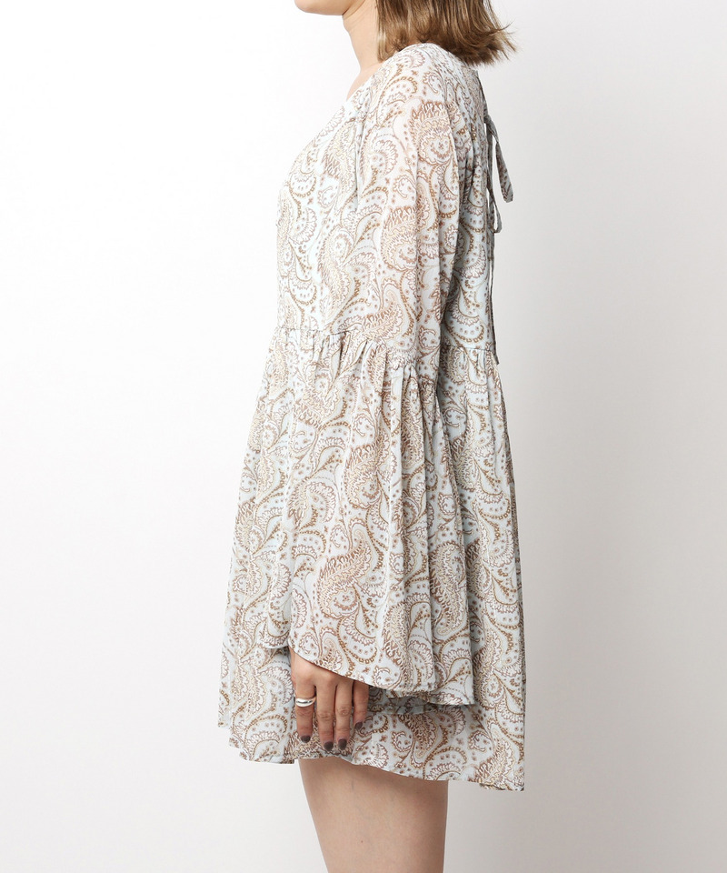 ペイズリー柄ラメストライプフレアブラウス 詳細画像 ブルー系 6