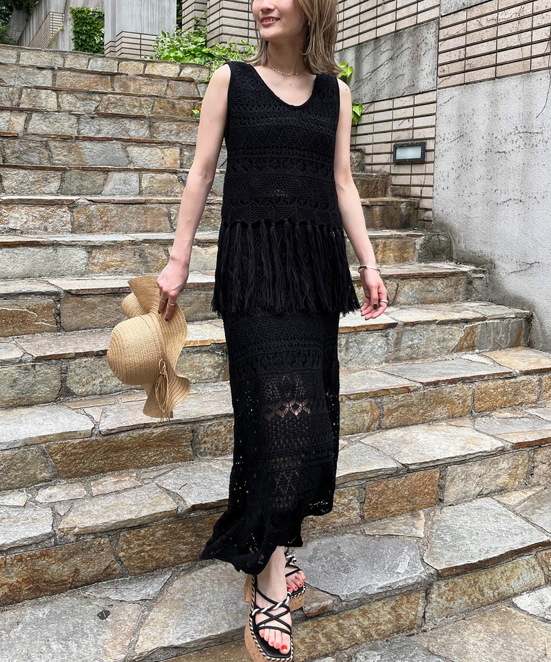 クロシェフリンジトップス 詳細画像 ブラック 4