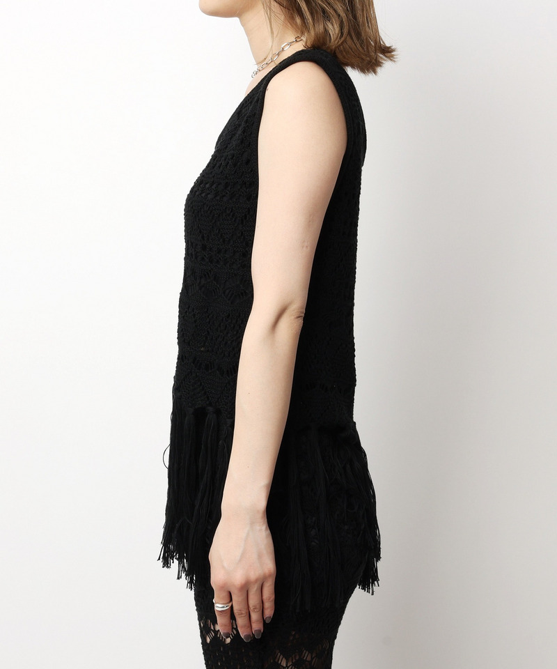 クロシェフリンジトップス 詳細画像 ブラック 6