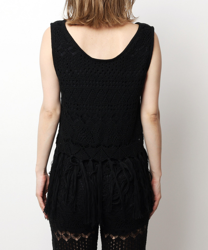 クロシェフリンジトップス 詳細画像 ブラック 7