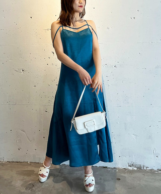 ヴィンテージサテンストラップマキシキャミワンピース