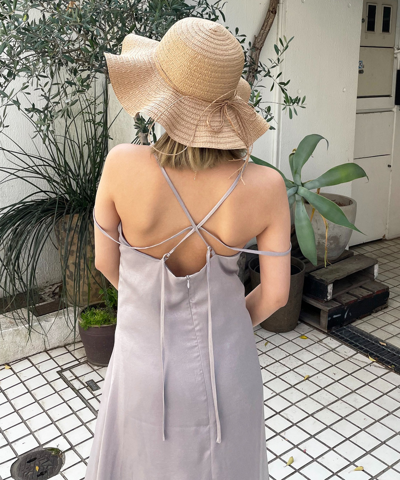 ヴィンテージサテンストラップマキシキャミワンピース 詳細画像 ベージュ 4