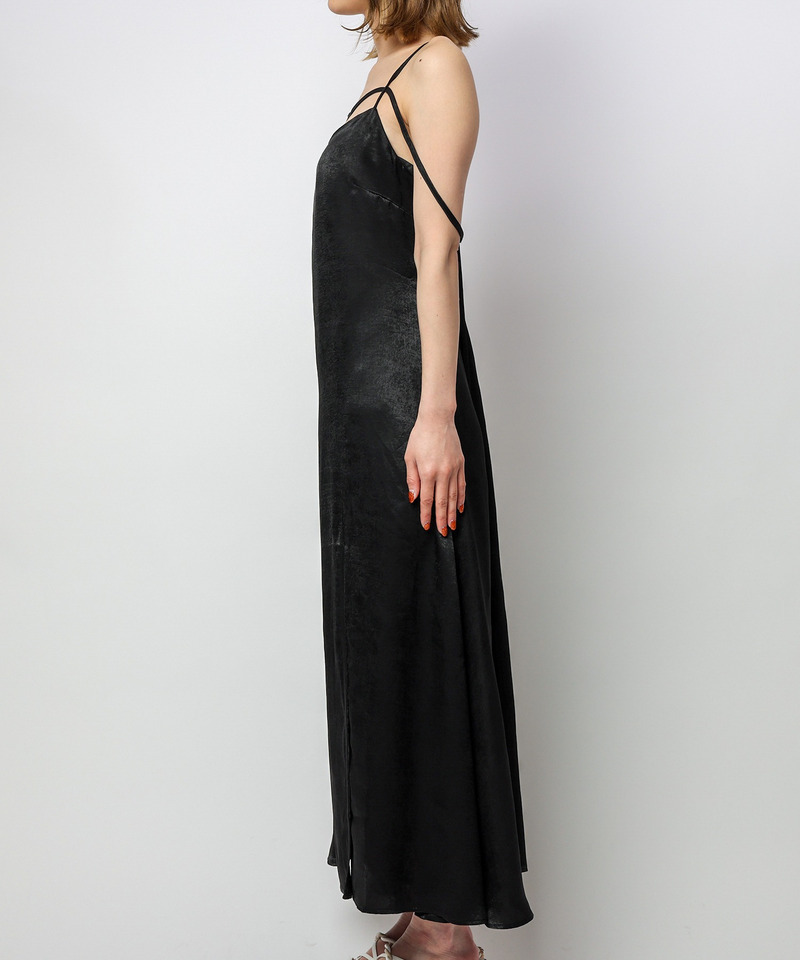 ヴィンテージサテンストラップマキシキャミワンピース 詳細画像 ブラック 8