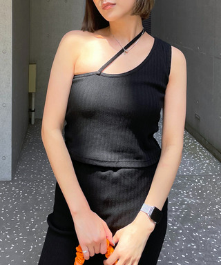 アシメリブタンクトップ