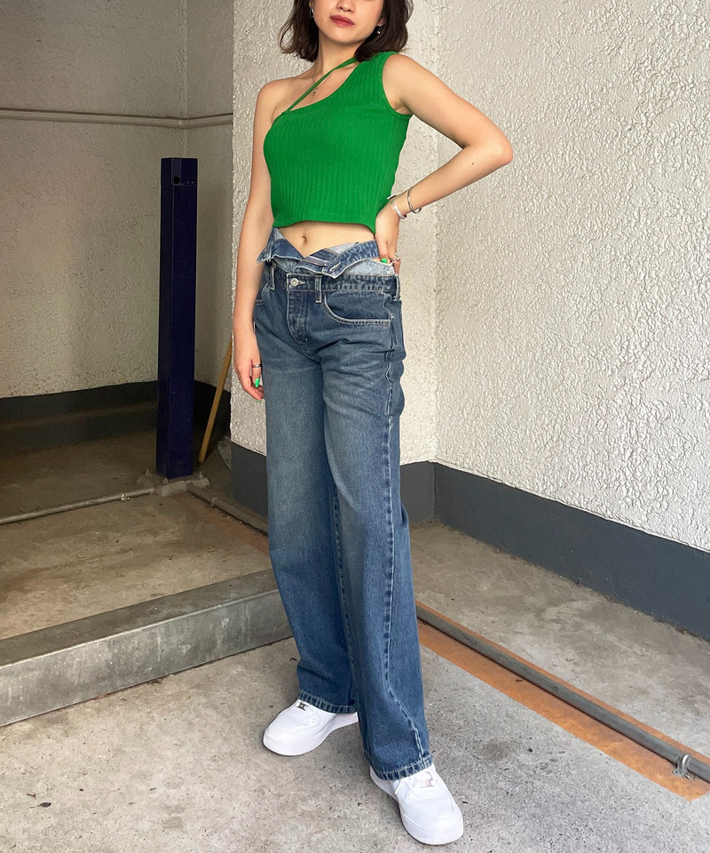 アシメリブタンクトップ 詳細画像 グリーン 5