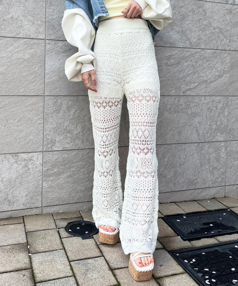 クロシェフレアパンツ 詳細画像 ホワイト 2