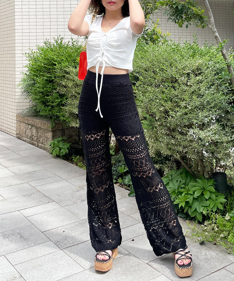 クロシェフレアパンツ 詳細画像 ブラック 2