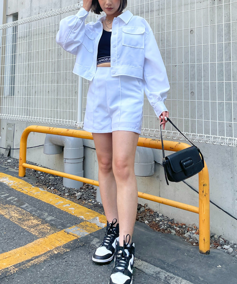 リネンライクワークジャケット 詳細画像 ホワイト 2