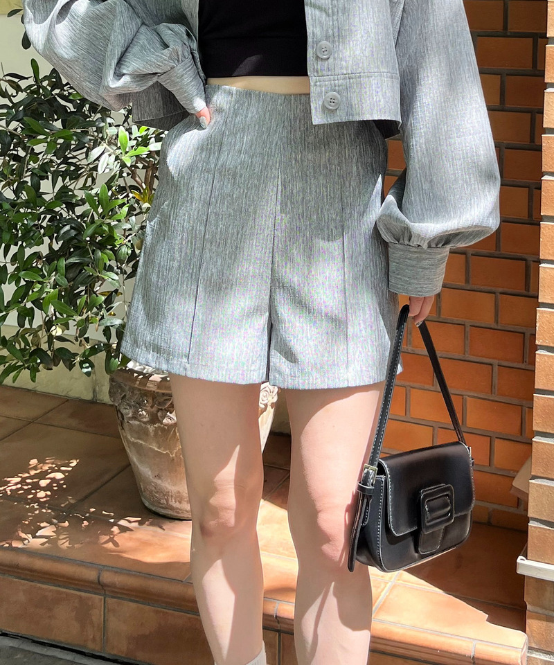 リネンライクショートパンツ 詳細画像 グレー 1