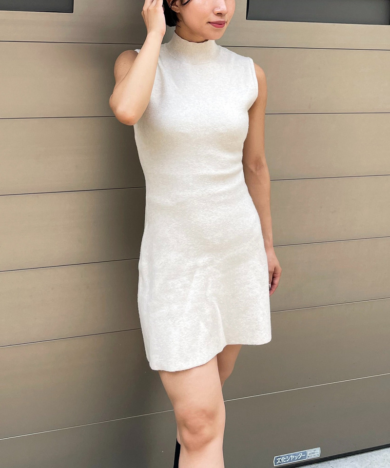 プチハイフレアミラノリブニットワンピース 詳細画像 オフホワイト 1