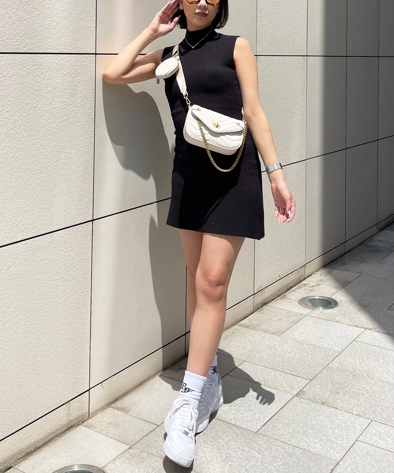 プチハイフレアミラノリブニットワンピース 詳細画像 ブラック 2