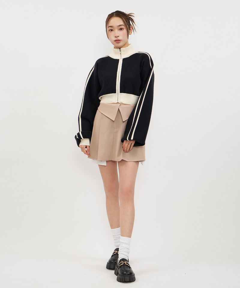 ウエスト折り返しプリーツミニスカート 詳細画像 ベージュ 6
