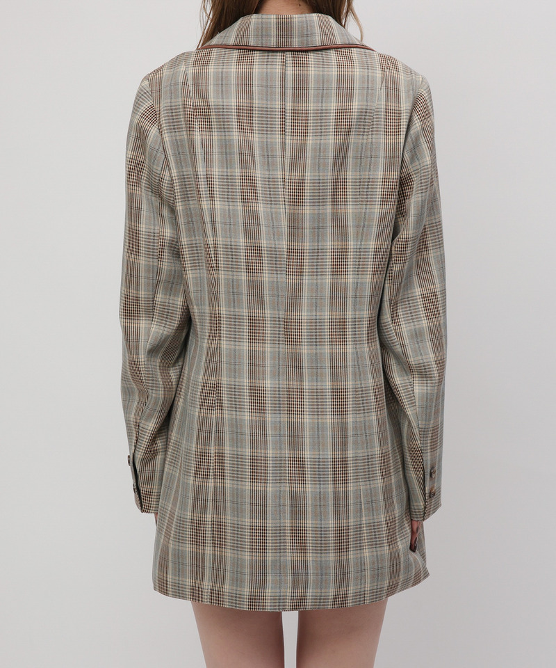 チェック柄パイピングテーラージャケット 詳細画像 ベージュ系 7