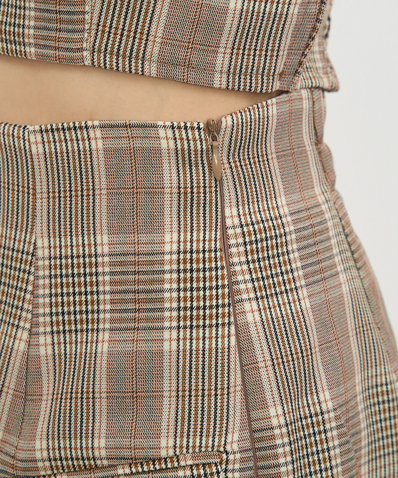 チェック柄ラップ風パイピングスカート 詳細画像 ピンク系 6