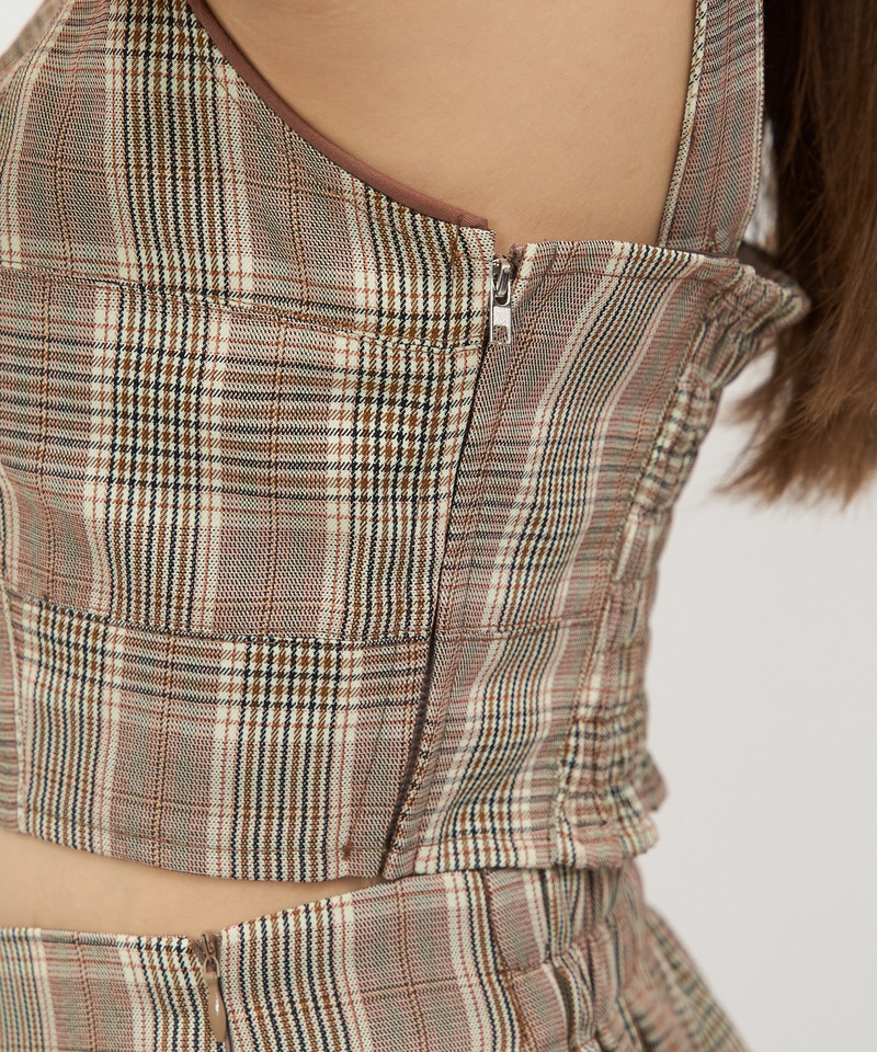 チェック柄パイピングビスチェ 詳細画像 ベージュ系 9