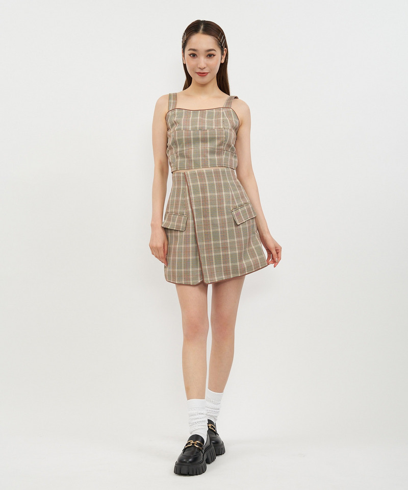 チェック柄パイピングビスチェ 詳細画像 ピンク系 6