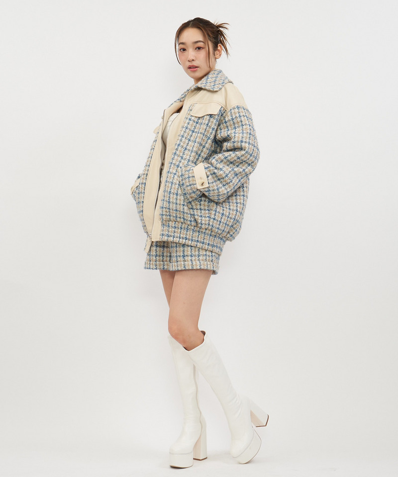 ツイードミックスビックカラーオーバージャケット 詳細画像 ホワイト系 3