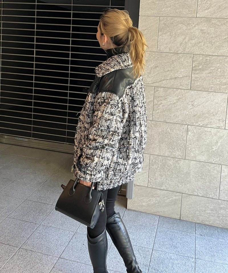 ツイードミックスビックカラーオーバージャケット 詳細画像 ブラック系 7