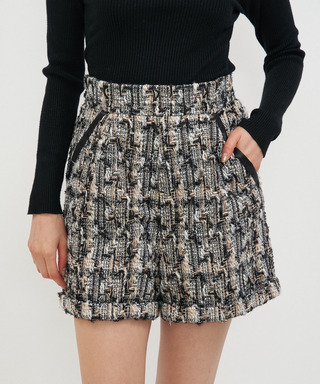 ハイウエストツィードショートパンツ