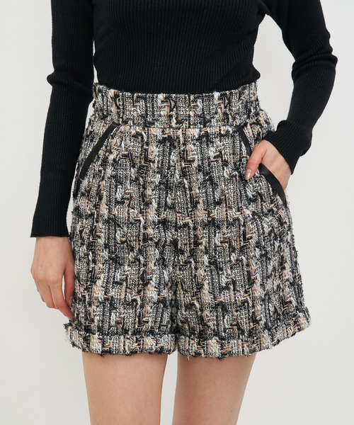 ハイウエストツィードショートパンツ 詳細画像