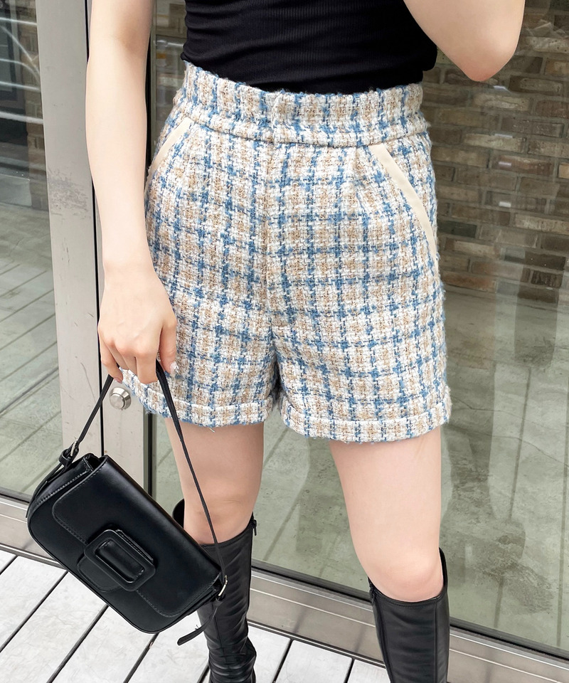 ハイウエストツィードショートパンツ 詳細画像 ホワイト系 1