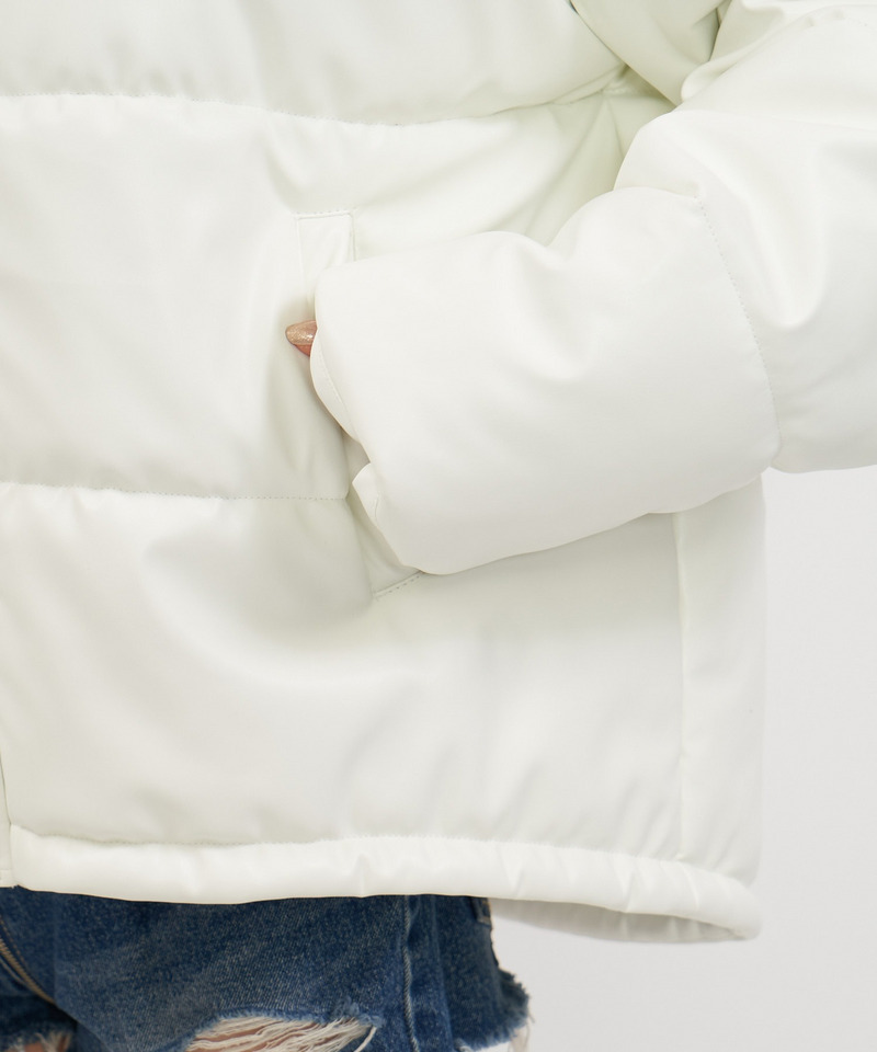 レザーライク切替え中綿オーバージャケット  詳細画像 ホワイト 10