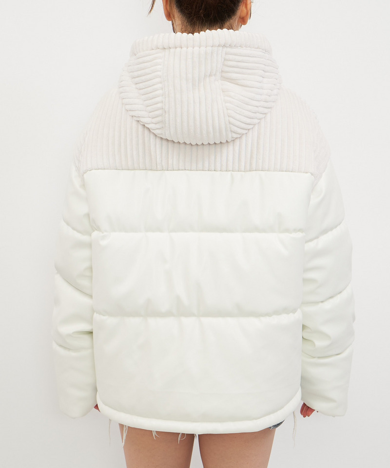 レザーライク切替え中綿オーバージャケット  詳細画像 ホワイト 7