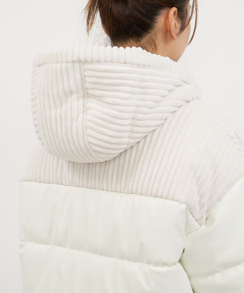 レザーライク切替え中綿オーバージャケット  詳細画像 ホワイト 9