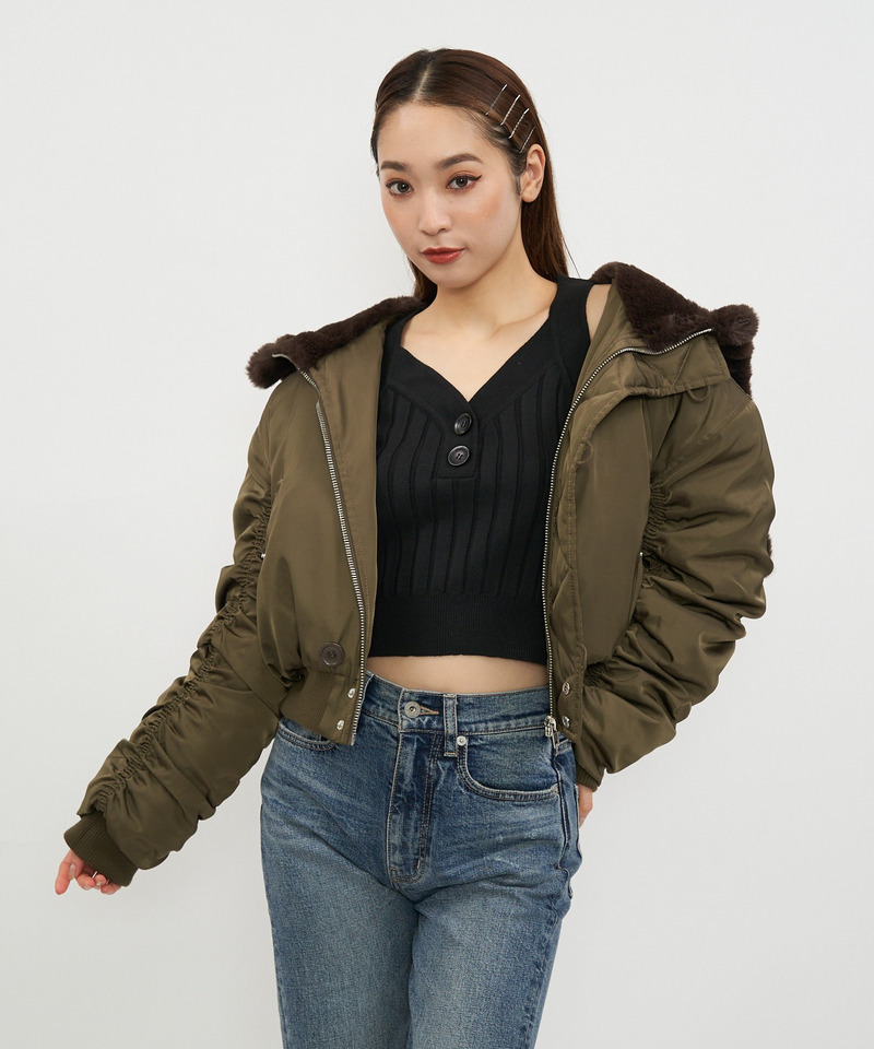 N-2Bフライトショートジャケット 詳細画像 カーキ 8