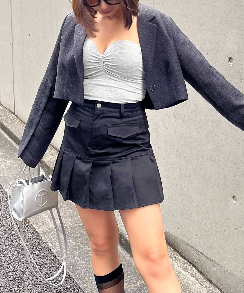 パット付きリブベアトップ 詳細画像 グレー 2