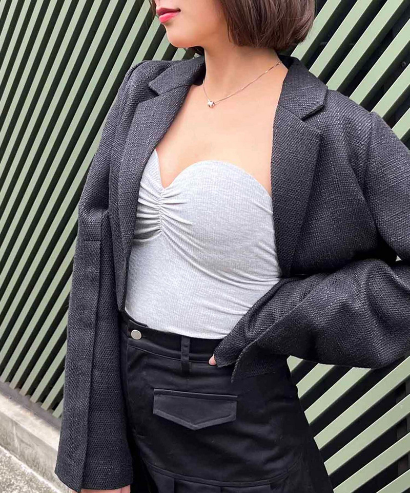 パット付きリブベアトップ 詳細画像 グレー 4