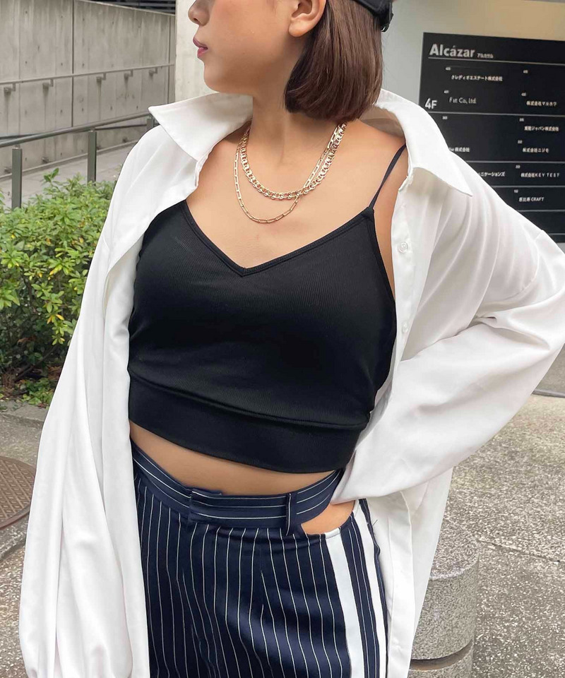 パット付きクロスラインビスチェ 詳細画像 ブラック 2