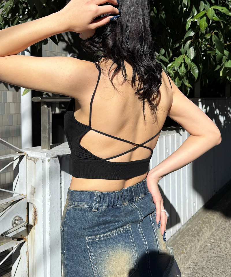 パット付きクロスラインビスチェ 詳細画像 ブラック 6