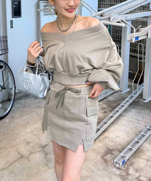 スウェットオフショルトップス 詳細画像