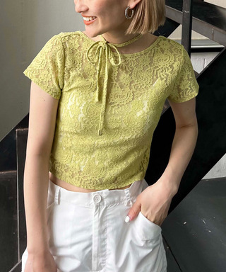 2WAYリボンレーストップス