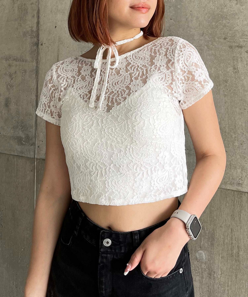 2WAYリボンレーストップス 詳細画像 ホワイト 3